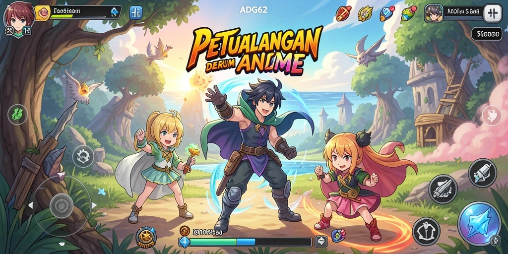 Tampilan menarik dari gameplay seru di dunia anime.