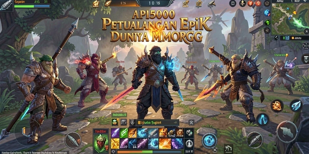 Screenshot utama API5000 menampilkan pertarungan seru di dunia MMORPG.