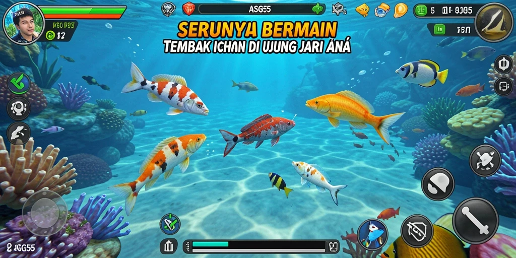Tampilan gameplay seru ASG55 yang penuh aksi Tembak Ikan.