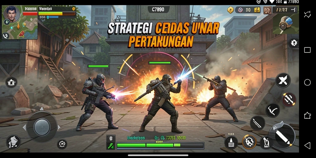 Tampilan gameplay menarik dan dinamis dari C7890 saat bertarung.