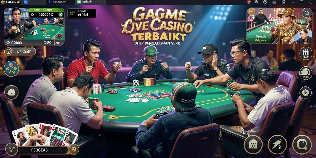 Screenshot gameplay Live Casino yang menampilkan interaksi dengan dealer.