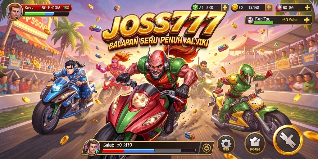 Tampilan gameplay JOSS777 dengan aksi balapan yang mendebarkan.