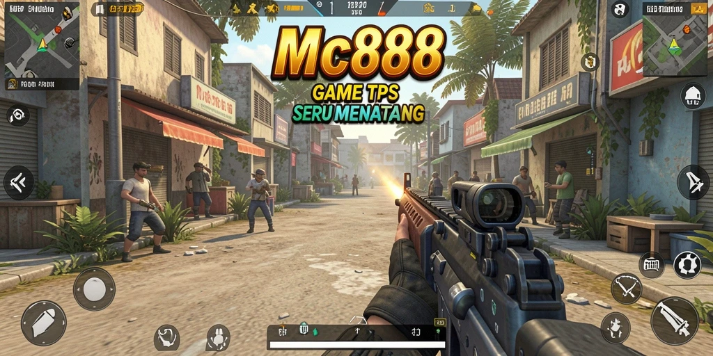 Screenshot gameplay MC888 yang menampilkan aksi TPS yang seru.