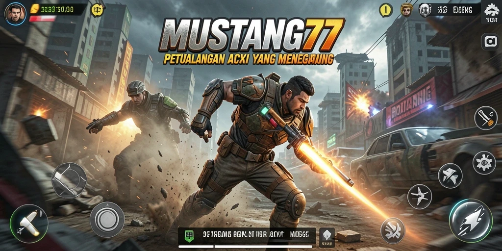 Tampilan aksi seru dalam gameplay MUSTANG77 yang mendebarkan.