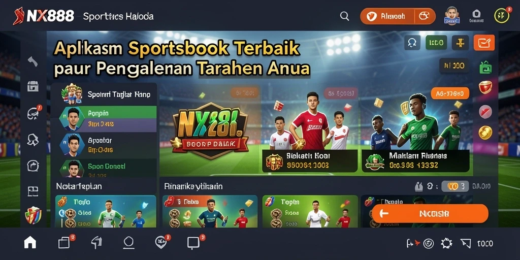 Tampilan utama NX888 dengan fitur taruhan olahraga yang menarik.