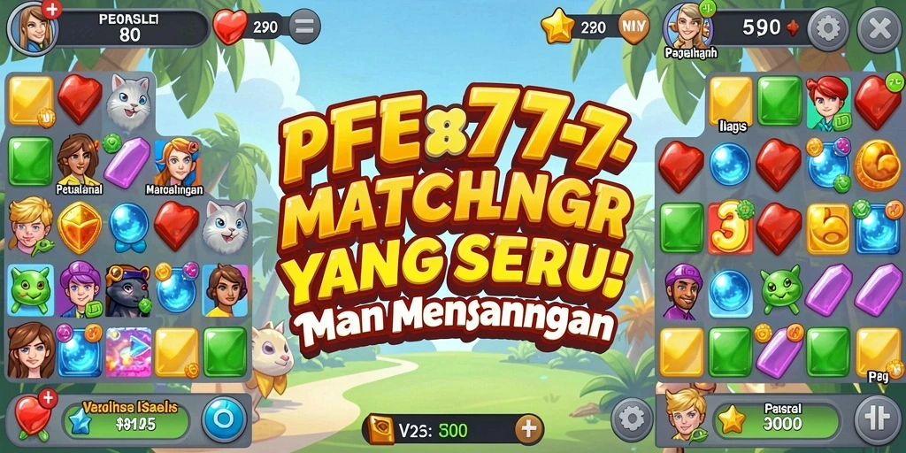 Screenshot gameplay PF777 menampilkan aksi seru dan penuh warna dari permainan Match-3.