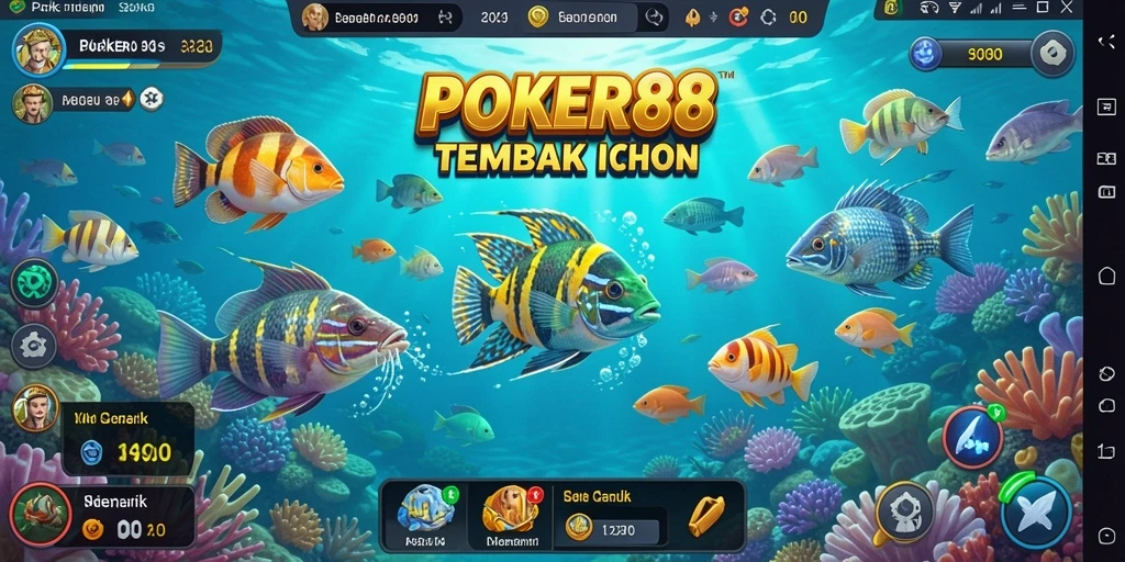 Screenshot gameplay POKER88 menampilkan momen seru saat menembak ikan.