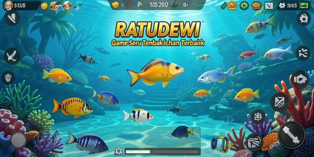 Screenshot gameplay <strong>RATUDEWI</strong> menunjukkan suasana seru saat menangkap ikan.
